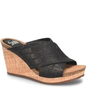 Sofft Women Ciera Leather Crisscross Cork Wedge Sandals shoes sz 8.5M